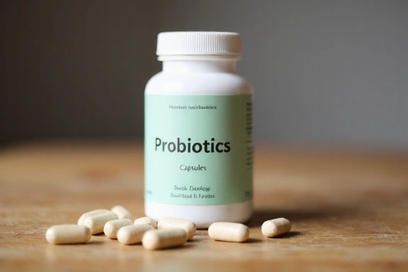 Frasco de Probióticos para la salud digestiva