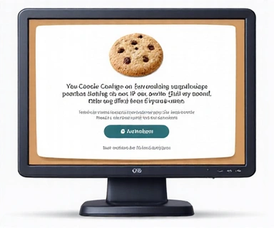 Ilustración de un banner de consentimiento de cookies en una pantalla de computadora.