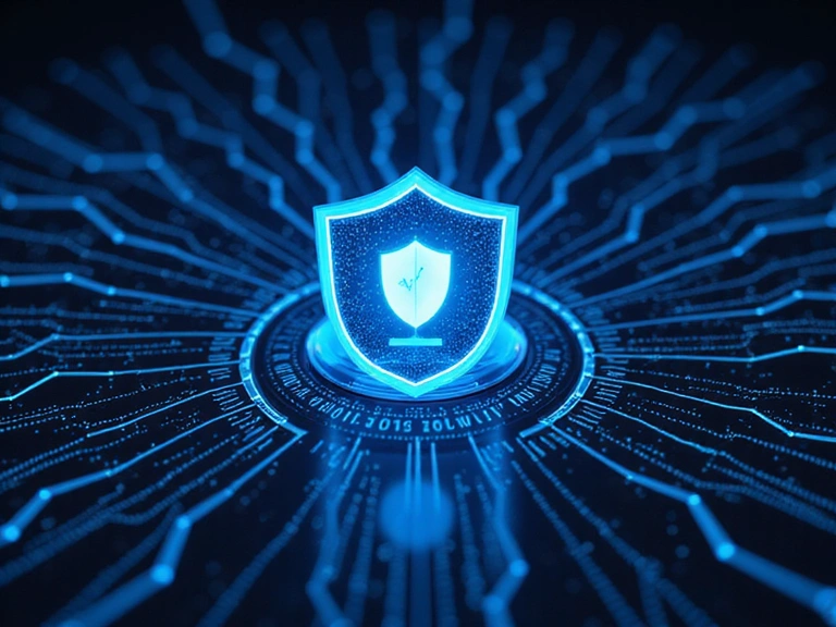 Ilustración de seguridad cibernética con firewall y escudo