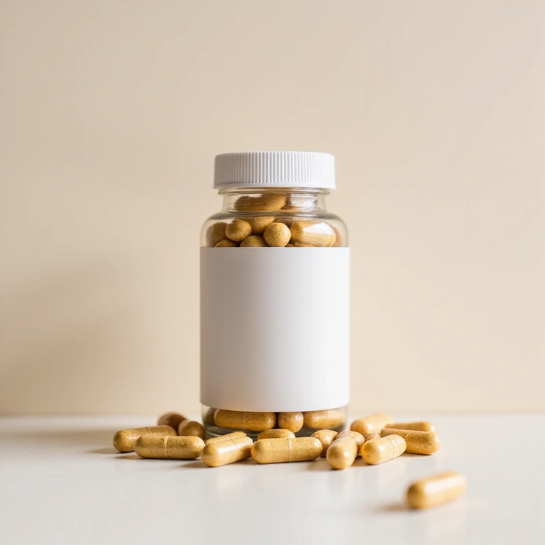Cápsulas de suplementos naturales en un envase minimalista